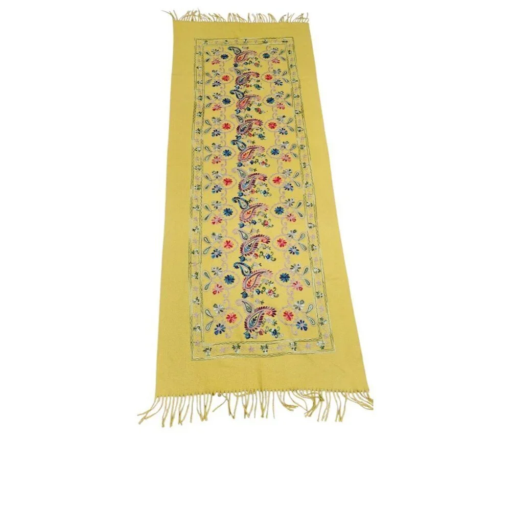Fashion Embroidered large Paisley Wool /viscose Rugs Shawl Scarf Size 72''x28''